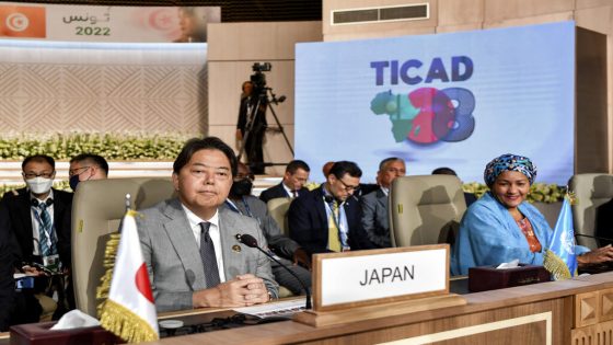 (Front L to R) Japan's Foreign Minister Yoshimasa Hayashi and United Nations Deputy Secretary-General Amina J. Mohammed attend the opening session of the eighth Tokyo International Conference on African Development (TICAD) in Tunisia's capital Tunis on August 27, 2022. - Japan opened the Africa investment conference seeking to counter the influence of rival China which has steadily grown its economic imprint on the continent. It takes place amid a "complex" international environment caused by the coronavirus pandemic and the war in Ukraine. Some 30 heads of state and government are expected to attend the event at a time when the import-dependent North African nation is grappling with a deepening economic malaise. (Photo by FETHI BELAID / POOL / AFP)