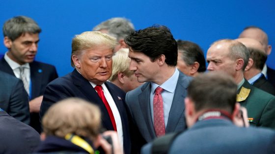 FILE PHOTO: U.S. President Donald Trump talks with Canada's Prime Minister Justin Trudeau during a North Atlantic Treaty Organization Plenary Session at the NATO summit in Watford, near London, Britain, December 4, 2019. REUTERS/Kevin Lamarque/File Photo