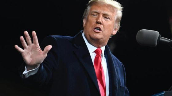 US president Donald Trump holds a rally to support Republican Senate candidates at Valdosta Regional Airport in Valdosta, Georgia on December 5, 2020.