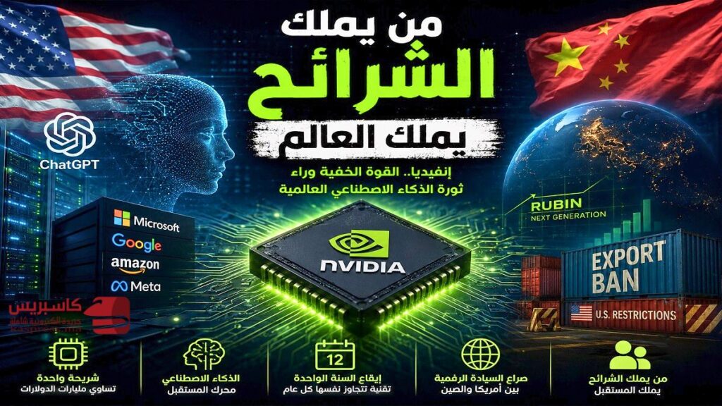 إنفيديا والذكاء الاصطناعي.. 5 أسرار وراء الشركة التي تتحكم في مستقبل العالم إنفيديا والذكاء الاصطناعي.. شرائح إلكترونية تقود سباق السيادة الرقمية العالمية