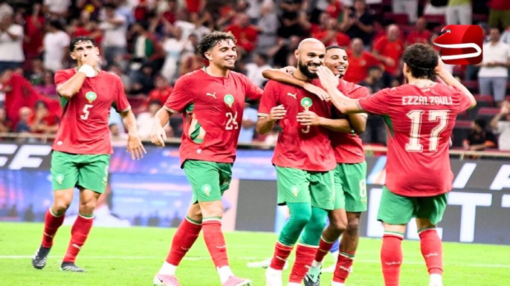 المنتخب المغربي يحتفل بالفوز على ليسوتو